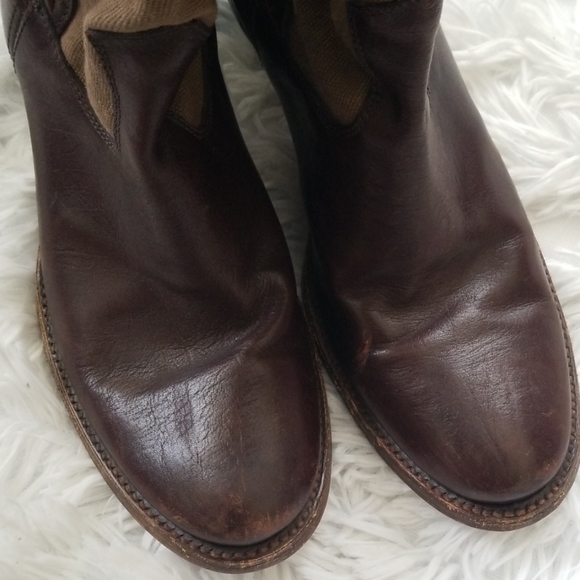Frye Brown Leather And Canvas Boots - Picture 2 of 8